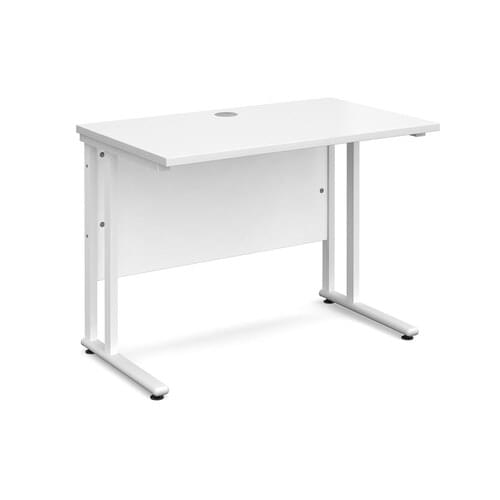 Narrow Desk 1000 x 600 x 725mm White Cantilever Frame 25mm MFC White