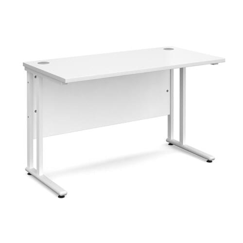 Narrow Desk 1200 x 600 x 725mm White Cantilever Frame 25mm MFC White