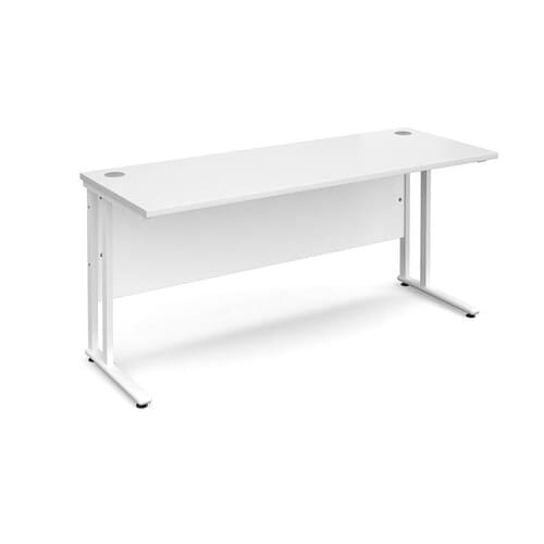 Narrow Desk 1600 x 600 x 725mm White Cantilever Frame 25mm MFC White