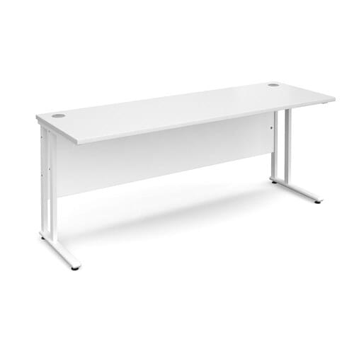 Narrow Desk 1800 x 600 x 725mm White Cantilever Frame 25mm MFC White