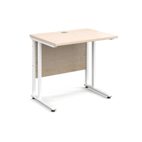 Narrow Desk 800 x 600 x 725mm White Cantilever Frame 25mm MFC Maple