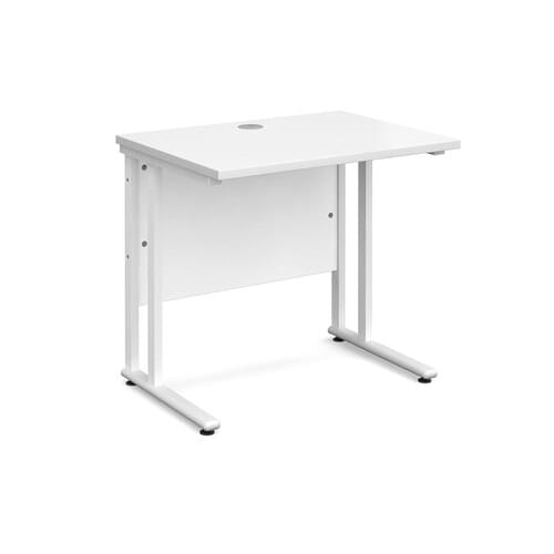 Narrow Desk 800 x 600 x 725mm White Cantilever Frame 25mm MFC White