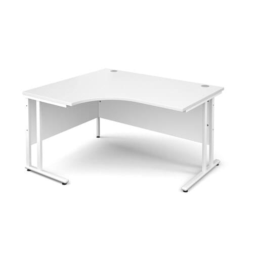 Radial Desk Left Hand 1400 x 800/600 x 725mm Cantilever White Frame 25mm MFC White