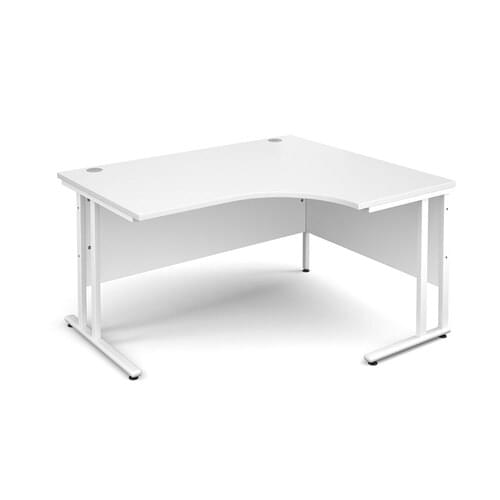 Radial Desk Right Hand 1400 x 800/600 x 725mm Cantilever White Frame 25mm MFC White