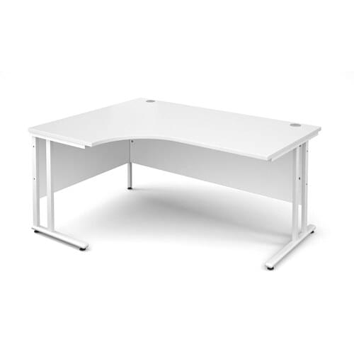 Radial Desk Left Hand 1600 x 800/600 x 725mm Cantilever White Frame 25mm MFC White