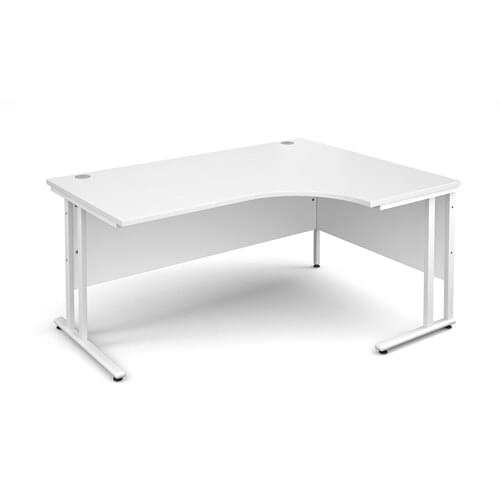 Radial Desk Right Hand 1600 x 800/600 x 725mm Cantilever White Frame 25mm MFC White