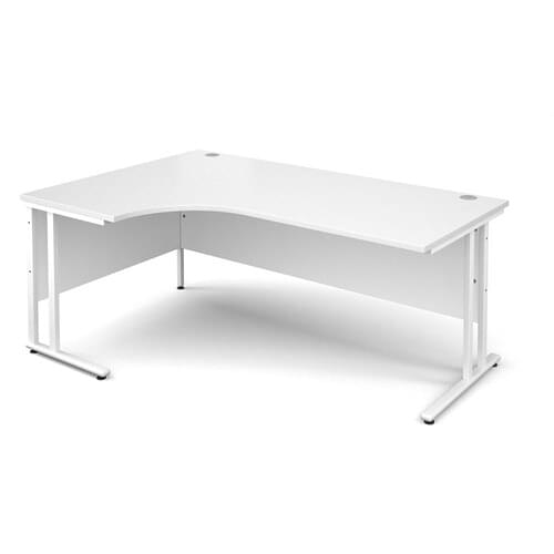 Radial Desk Left Hand 1800 x 800/600 x 725mm Cantilever White Frame 25mm MFC White
