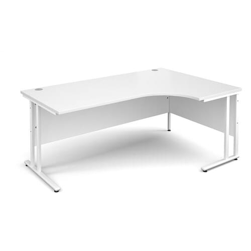 Radial Desk Right Hand 1800 x 800/600 x 725mm Cantilever White Frame 25mm MFC White