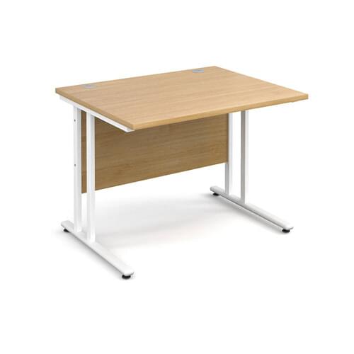 Straight Desk 1000 x 800 x 725mm Cantilever White Frame 25mm MFC Oak