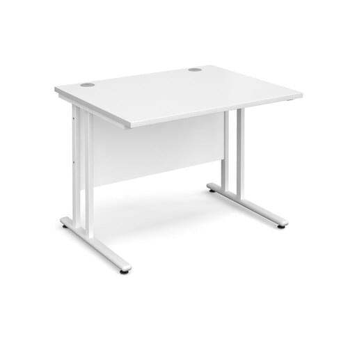 Straight Desk 1000 x 800 x 725mm Cantilever White Frame 25mm MFC White