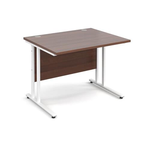 Straight Desk 1000 x 800 x 725mm Cantilever White Frame 25mm MFC Walnut
