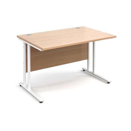 Straight Desk 1200 x 800 x 725mm Cantilever White Frame 25mm MFC Beech