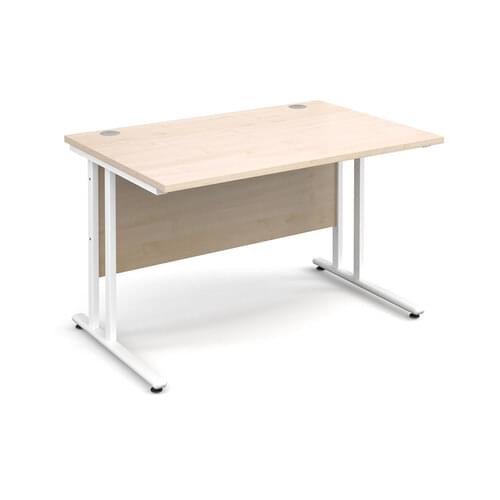 Straight Desk 1200 x 800 x 725mm Cantilever White Frame 25mm MFC Maple