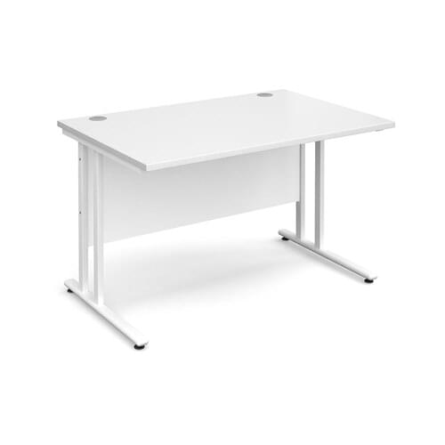 Straight Desk 1200 x 800 x 725mm Cantilever White Frame 25mm MFC White