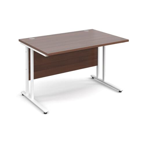 Straight Desk 1200 x 800 x 725mm Cantilever White Frame 25mm MFC Walnut
