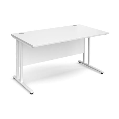 Straight Desk 1400 x 800 x 725mm Cantilever White Frame 25mm MFC White