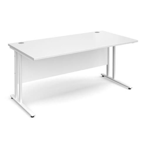 Straight Desk 1600 x 800 x 725mm Cantilever White Frame 25mm MFC White