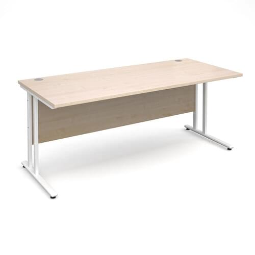 Straight Desk 1800 x 800 x 725mm Cantilever White Frame 25mm MFC Maple