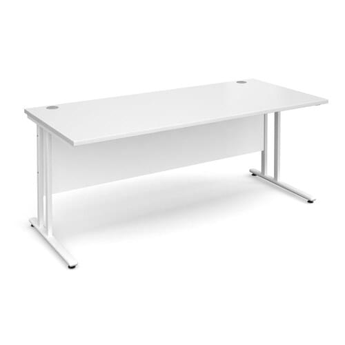 Straight Desk 1800 x 800 x 725mm Cantilever White Frame 25mm MFC White