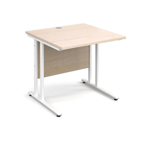 Straight Desk 800 x 800 x 725mm Cantilever White Frame 25mm MFC Maple