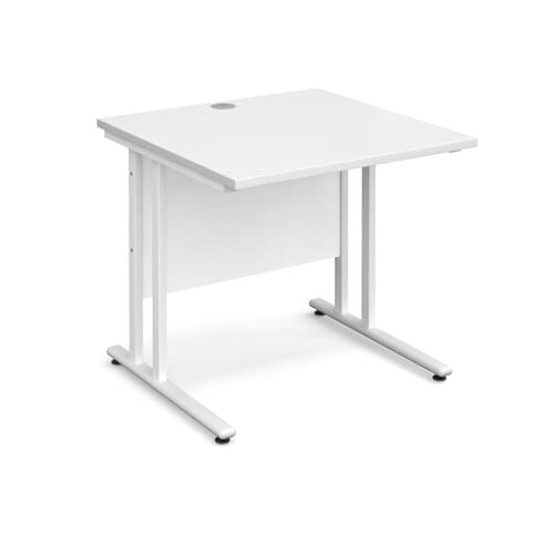 Straight Desk 800 x 800 x 725mm Cantilever White Frame 25mm MFC White