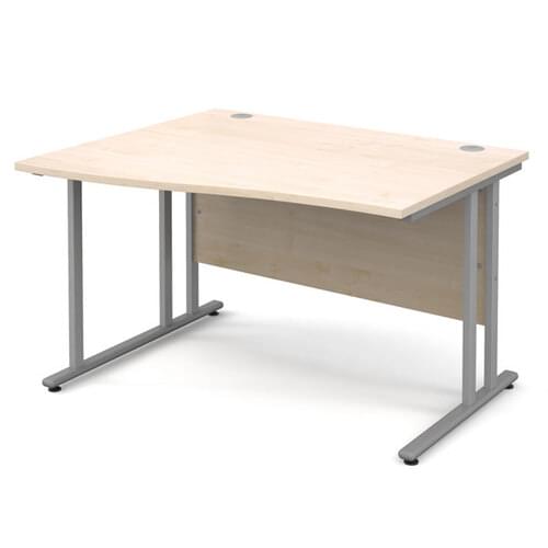 Wave Desk Left Hand 1200 x 800/990 x 725mm Cantilever Silver Frame 25mm MFC Maple