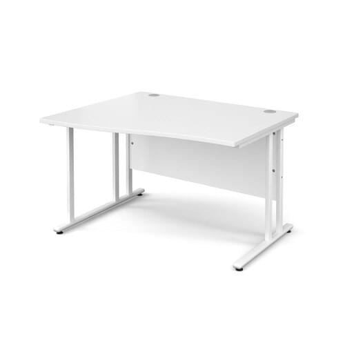 Wave Desk Left Hand 1200 x 800/990 x 725mm Cantilever White Frame 25mm MFC White