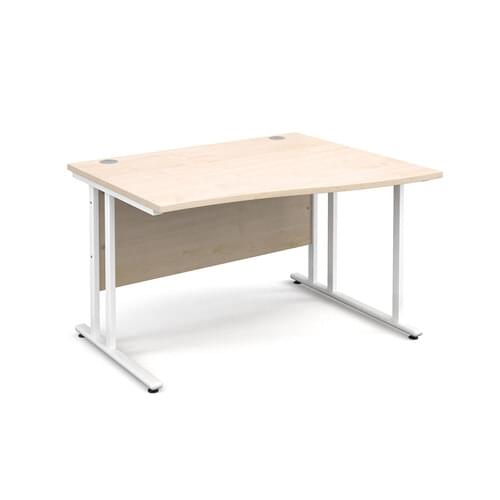 Wave Desk Right Hand 1200 x 800/990 x 725mm Cantilever White Frame 25mm MFC Maple