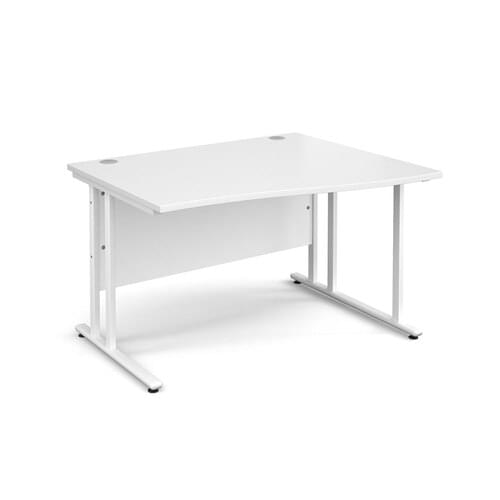 Wave Desk Right Hand 1200 x 800/990 x 725mm Cantilever White Frame 25mm MFC White