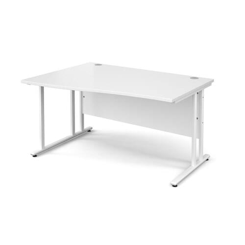 Wave Desk Left Hand 1400 x 800/990 x 725mm Cantilever White Frame 25mm MFC White