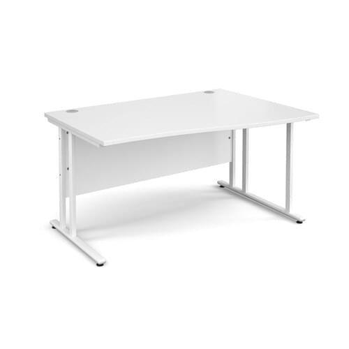 Wave Desk Right Hand 1400 x 800/990 x 725mm Cantilever White Frame 25mm MFC White