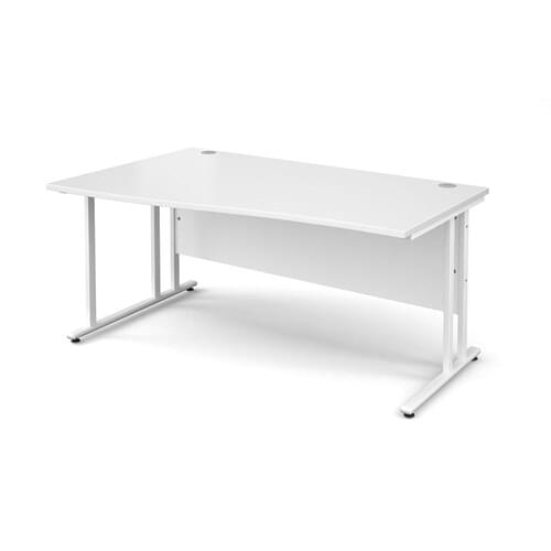 Wave Desk Left Hand 1600 x 800/990 x 725mm Cantilever White Frame 25mm MFC White