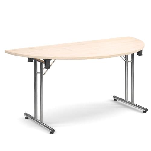Semi-Cirlce Deluxe Folding Leg Table 1600mm x 800mm Maple