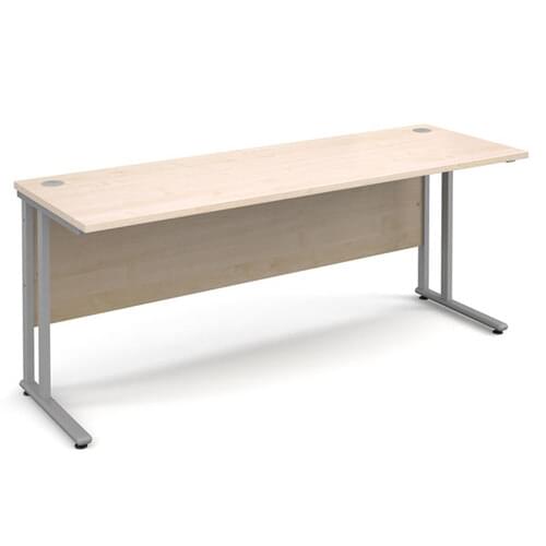 Narrow Desk 1800 x 600 x 725mm Silver Cantilever Frame 25mm MFC Maple