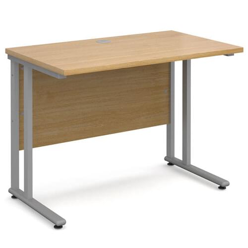 Narrow Desk 1000 x 600 x 725mm Silver Cantilever Frame 25mm MFC Oak