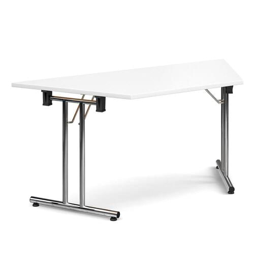 Trapezoidal Deluxe Folding Leg Table 1600mm x 694mm White