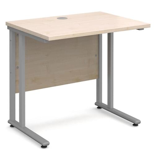 Narrow Desk 800 x 600 x 725mm Silver Cantilever Frame 25mm MFC Maple