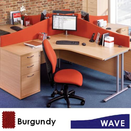 Desk Screen Wave 1400 x 200/400mm Burgundy