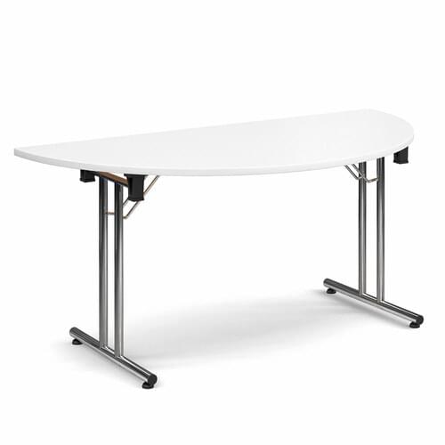 Semi-Cirlce Deluxe Folding Leg Table 1600mm x 800mm White