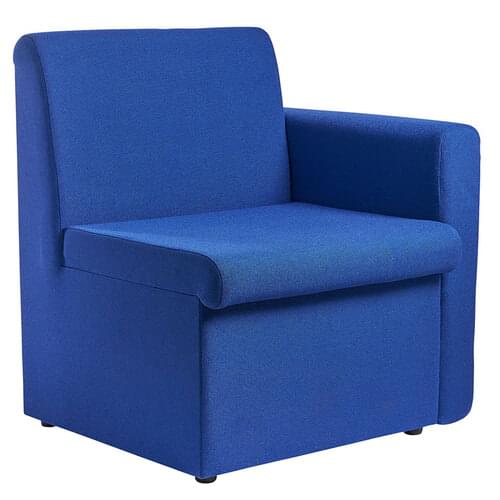 Modular Reception Chair With Left Arm 675mm Wide Blue