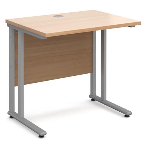 Narrow Desk 800 x 600 x 725mm Silver Cantilever Frame 25mm MFC Beech