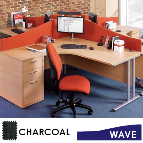 Desk Screen Wave 1400 x 200/400mm Charcoal