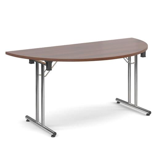Semi-Cirlce Deluxe Folding Leg Table 1600mm x 800mm Walnut