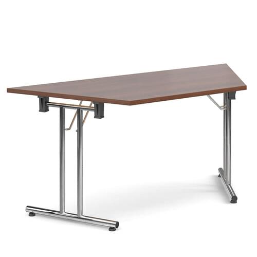 Trapezoidal Deluxe Folding Leg Table 1600mm x 694mm Walnut