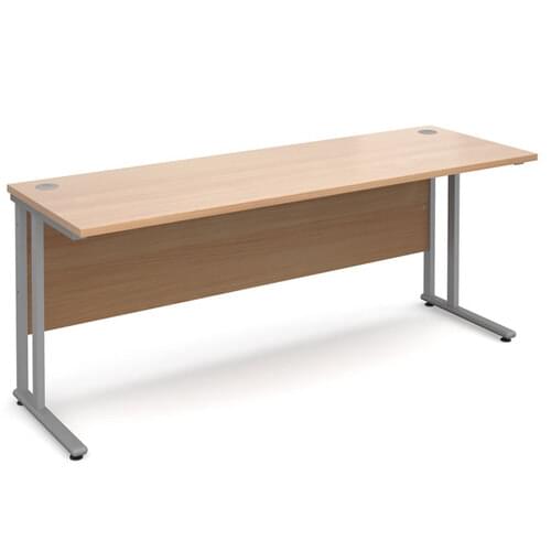 Narrow Desk 1800 x 600 x 725mm Silver Cantilever Frame 25mm MFC Beech