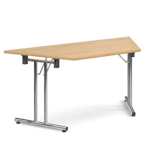 Trapezoidal Deluxe Folding Leg Table 1600mm x 694mm Oak