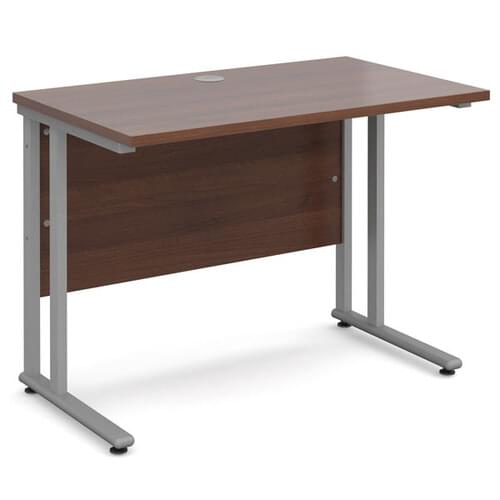 Narrow Desk 1000 x 600 x 725mm Silver Cantilever Frame 25mm MFC Walnut