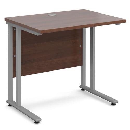 Narrow Desk 800 x 600 x 725mm Silver Cantilever Frame 25mm MFC Walnut