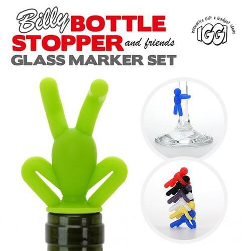 Billy and Friends Bottle Stopper and Glass Marker Set