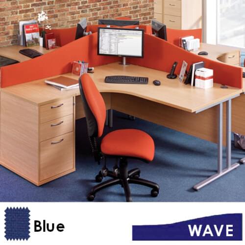 Desk Screen Wave 1200 x 200/400mm Blue